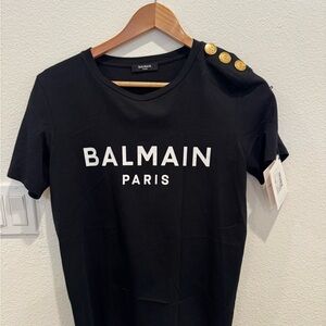 Balmain Black and White Logo T-Shirt